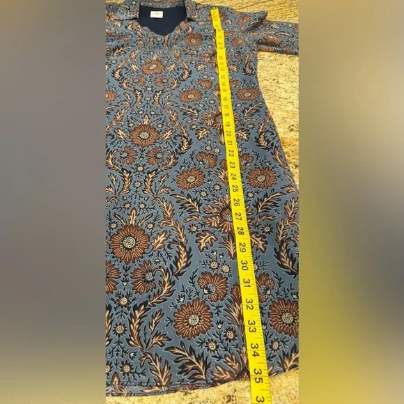 Cabi Provincial Tunic Dress Women’s Size Small Blue Brown Floral Lined - Picture 9 of 9